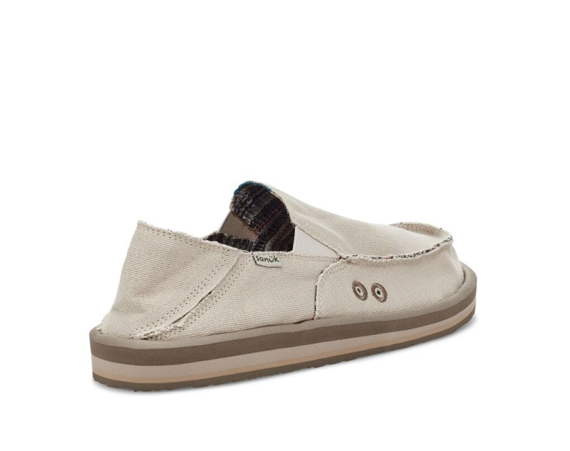 Sanuk Vagabond Soft Top Hemp Collapsible Heel Men's Sidewalk Surfers Beige | Canada 217RVD